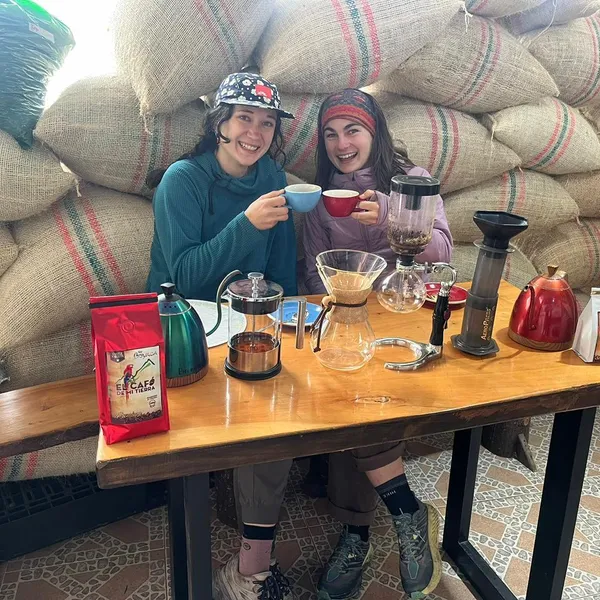 Interior acogedor de la cafetería con luz cálida